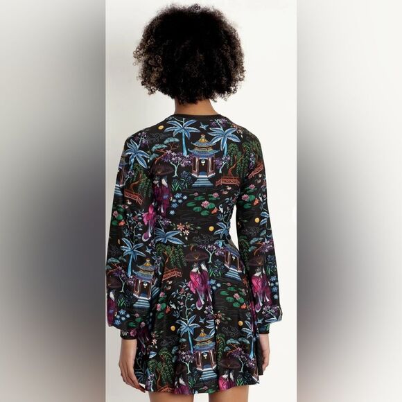 BlackMilk Nihon Shishu Bishop Skater Dress XS NWT Japan Print Whimsical - Picture 4 of 9